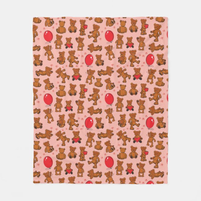 Beschaffenheit mit Teddybären, Herzen Fleecedecke (Vorderseite)