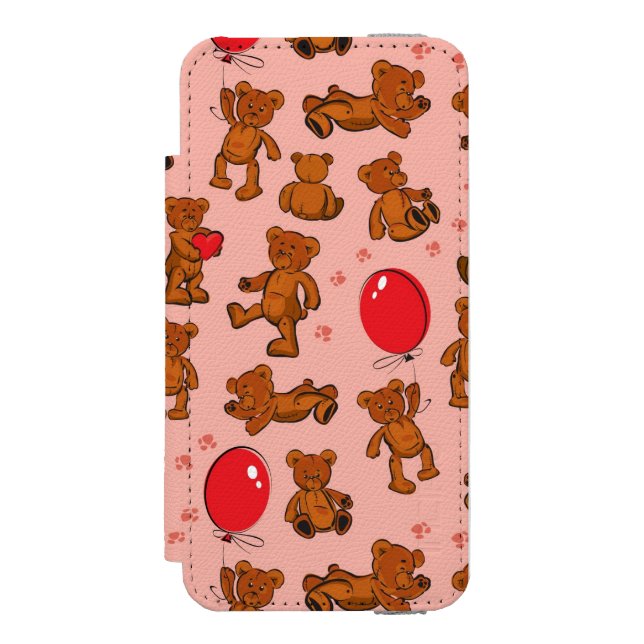 Beschaffenheit mit Teddybären, Herzen Incipio iPhone Geldbeutel-Hülle (Folio Vorderseite)