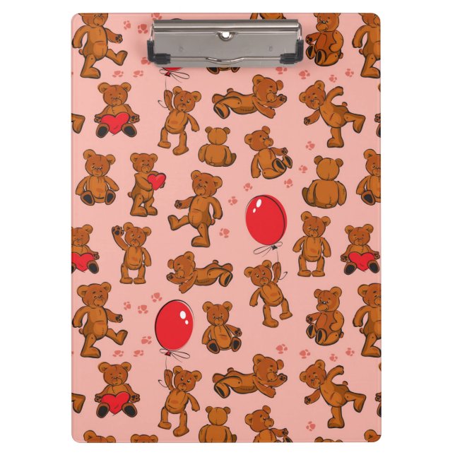 Beschaffenheit mit Teddybären, Herzen Klemmbrett (Vorderseite)