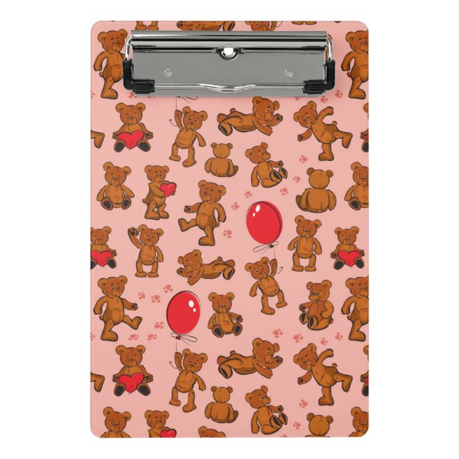 Beschaffenheit mit Teddybären, Herzen Mini Klemmbrett (Vorderseite)