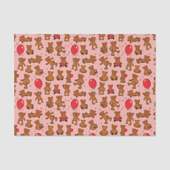 Beschaffenheit mit Teddybären, Herzen Seidenpapier (Vorderseite)
