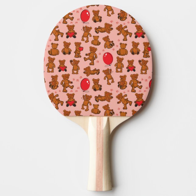 Beschaffenheit mit Teddybären, Herzen Tischtennis Schläger (Vorderseite)