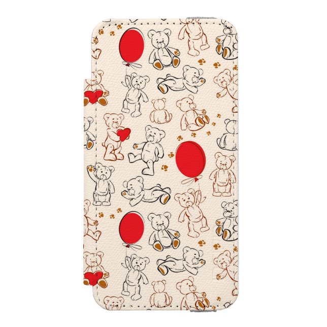 Beschaffenheit mit Teddybären Incipio iPhone Geldbeutel-Hülle (Folio Vorderseite)