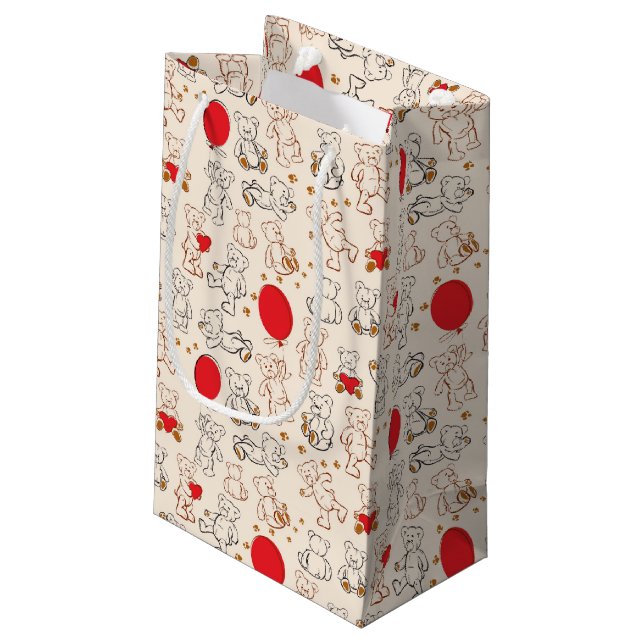 Beschaffenheit mit Teddybären Kleine Geschenktüte (Rückseite Schrägansicht)