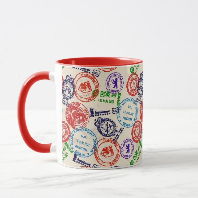 Beschaffenheit mit wirklichen Stempeln Tasse (Links)