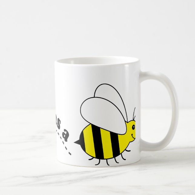 Beschäftigt als eine Bienen-glücklicher Bienen-und Kaffeetasse (Rechts)