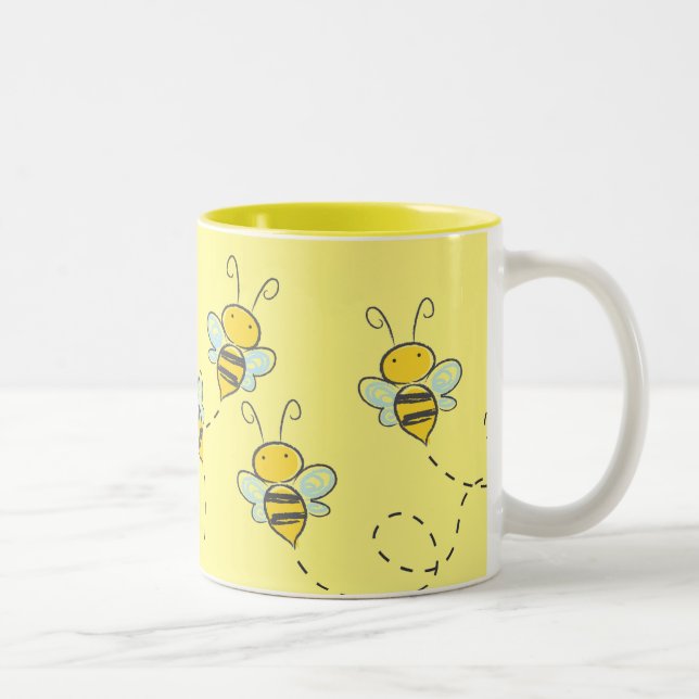 Beschäftigte Biene Zweifarbige Tasse (Rechts)