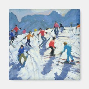 Beschäftigte Ski-Steigung Lofer 2004 Magnet