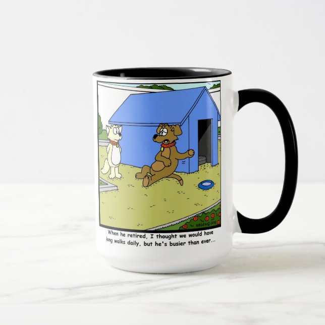 Beschäftigter Ruhestand: HundeCartoon Tasse (Rechts)