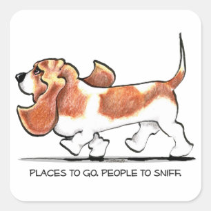 Beschäftigtes Basset Hound Quadratischer Aufkleber