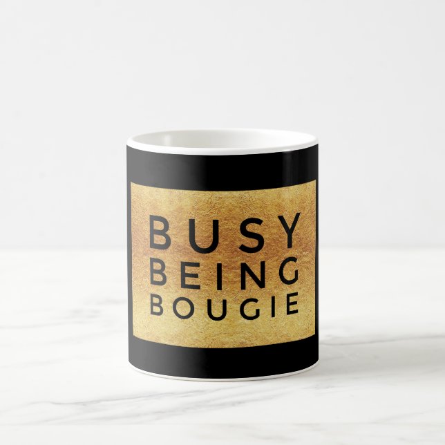 Beschäftigtes Sein Bougie-schwarzgold Kaffeetasse (Mittel)