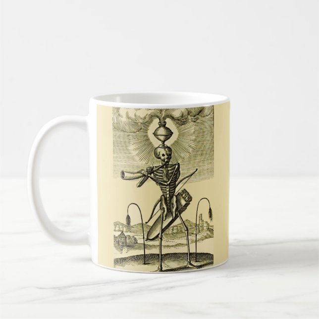 beschäftigtes Skelett-Muster Kaffeetasse (Links)
