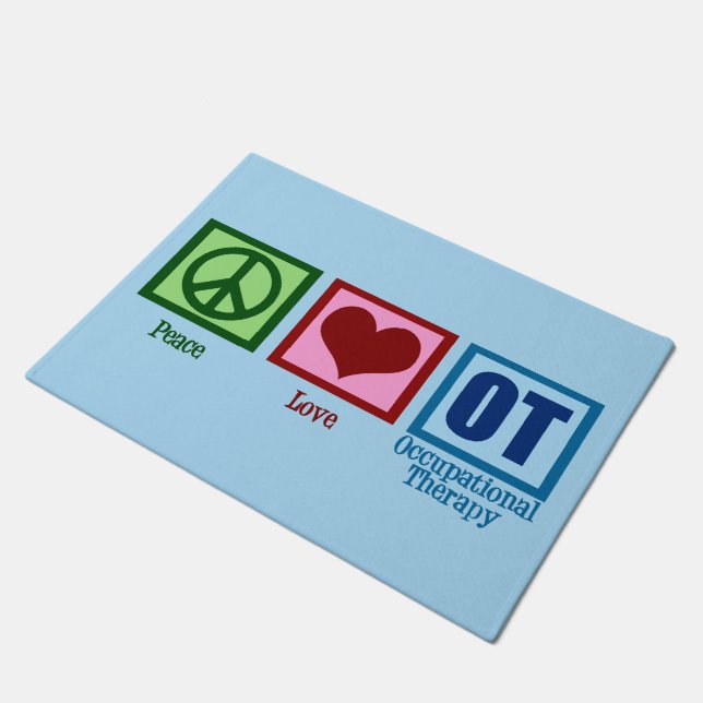 Beschäftigungstherapie der FriedensLiebe-OT Fußmatte (Schrägansicht)