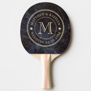 Bescheidene Dunkle Stein-Hochzeits-Monogramm-Stern Tischtennis Schläger