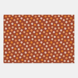 Bescheidenes Ditsy Floral braun Happy Thanksgiving Geschenkpapier Set