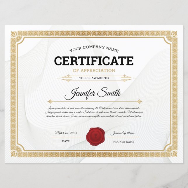 Bescheinigung des Bewertungsbogens (Vorderseite)