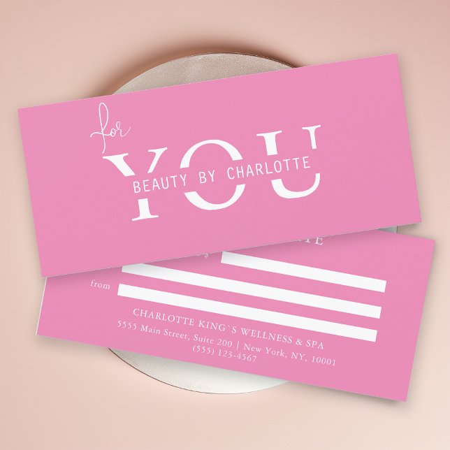 BESCHEINIGUNG FÜR UNTERNEHMEN (Personalized, BUSINESS GIFT CERTIFICATE! Pink & White, modern, minimal with a luxury touch.
)