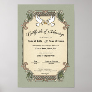 Bescheinigung Hochzeit-Ehe-(Zierwahre) Poster