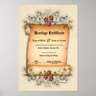 Bescheinigung Hochzeit-Ehe-(Zierwahre) Poster