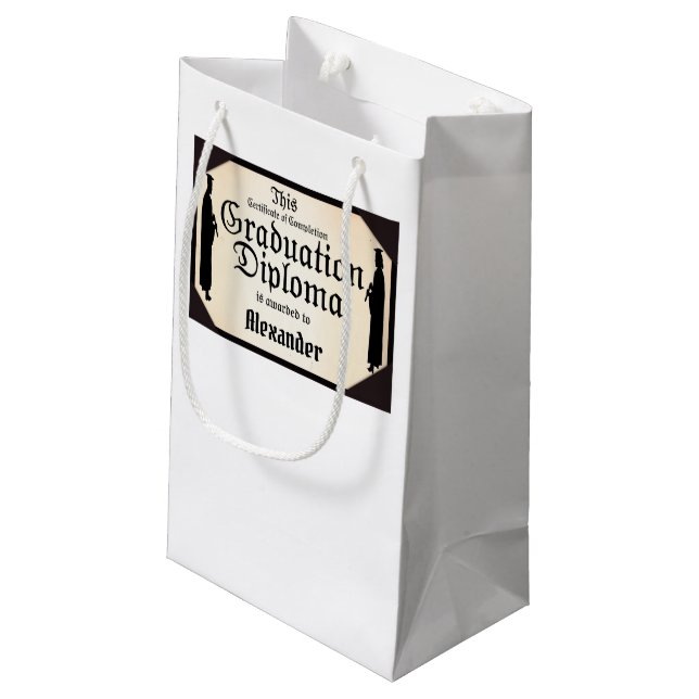 Bescheinigung über den Abschluss des Abschlusses Kleine Geschenktüte (Rückseite Schrägansicht)
