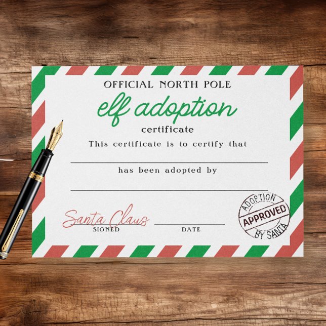 Bescheinigung über die Adoption von Elf, unterzeic Flyer (Elf Adoption Certificate Signed by Santa Claus official North Pole legal document by Ricaso. )