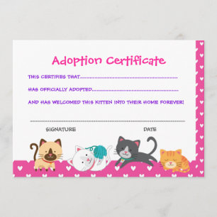 Bescheinigung über die Adoption von Haustieren, Ki Einladung