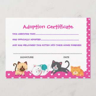 Bescheinigung über die Adoption von Haustieren, Ki Einladung