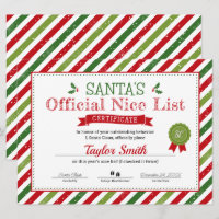 Bescheinigung über die Nizza-Liste des Weihnachtsm