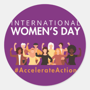 Beschleunigte Aktion Internationaler Frauentag 202 Runder Aufkleber