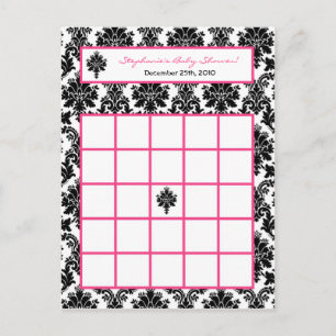 Beschreibbare Bingo-Karte Hot Pink Schwarz Damastm Einladungspostkarte