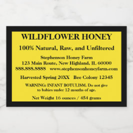 Beschreibender Honey Jar (Version 5) Lebensmitteletikett