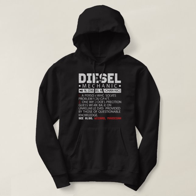 Beschreibung des Funny Diesel-Mechanismus Hoodie (Design vorne)