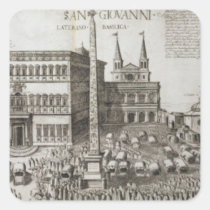 Beschreibung des Obelisk vor der Basilika Quadratischer Aufkleber