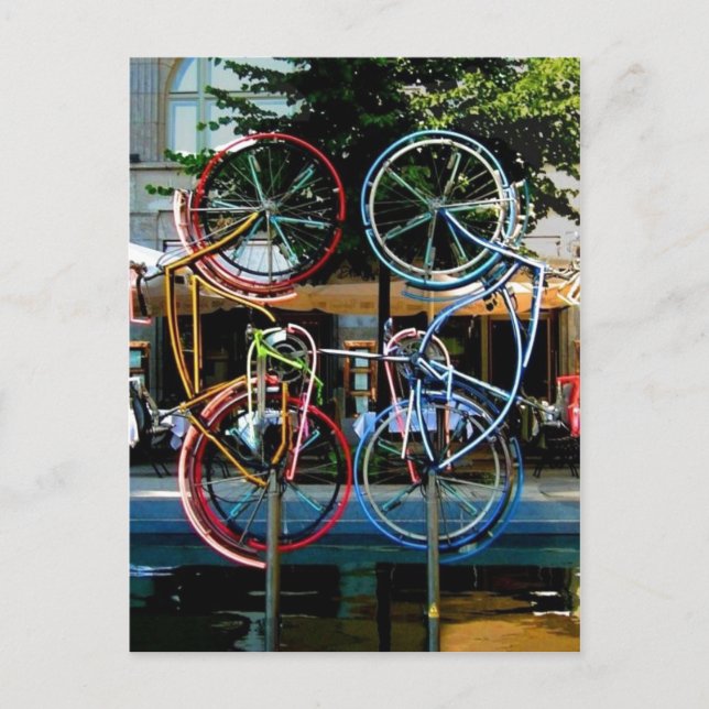 Beschreibung Robert Rauschenberg Riding Bikes , Ob Postkarte (Vorderseite)