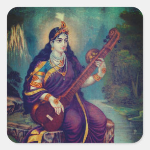 Beschreibung von Sarasvati Quadratischer Aufkleber