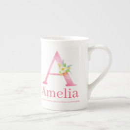 Beschriften Sie a-Aquarell boho Rosa Prozellantasse