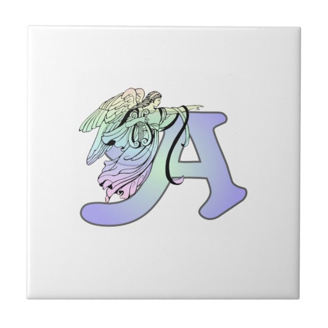 Beschriften Sie a-Engelsmonogramm-Alphabetinitiale Fliese (Vorderseite)