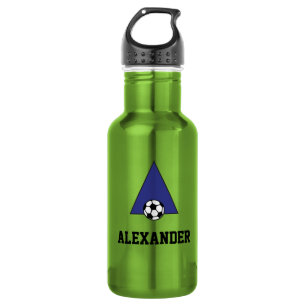 Beschriften Sie ein Monogramm im Fußball-Blau Trinkflasche