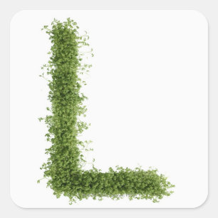 Beschriften Sie "L" in der Kresse auf weißem Quadratischer Aufkleber