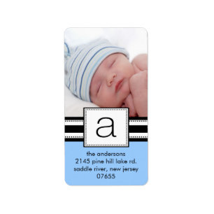 Beschriften Sie Monogramm Vetical FOTO Adressaufkleber