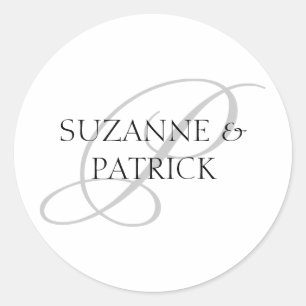 Beschriftungen für das Skript P Monogramm (silber Runder Aufkleber