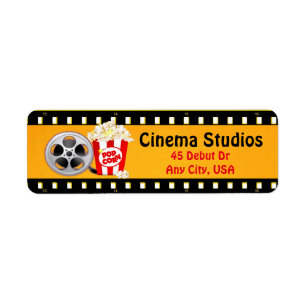 Beschriftungen für Filmstreifen, Popcorn und Rolle