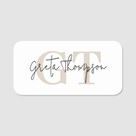 Beschriftungsname Beige Monogramm Namensschild