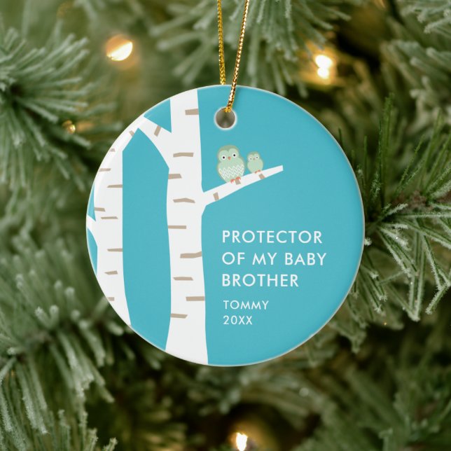 Beschützer meines Bruders Personalisierte Eulen Keramik Ornament (Baum)