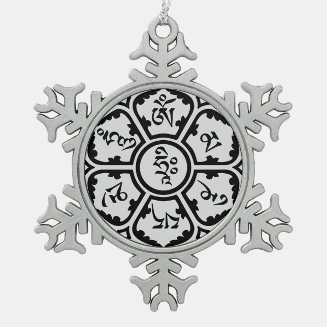 Beschwörungsformel-Schnee-Flocken-Verzierung Schneeflocken Zinn-Ornament (Vorderseite)