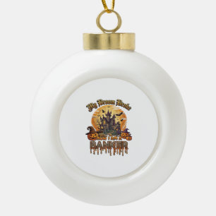 Besen Brach Bankier Halloween Spukhaus Hexe P Keramik Kugel-Ornament