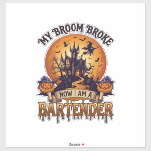 Besen Brach Barkeeper Halloween Spukhaus Hexe Aufkleber
