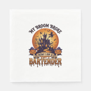 Besen Brach Barkeeper Halloween Spukhaus Hexe Serviette