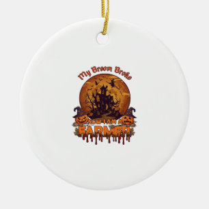 Besen Brach Bauer Halloween Hexe Spukhaus P Keramik Ornament