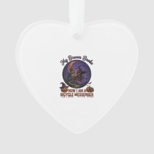 Besen Brach Fahrrad Kurier Hexe Halloween Mond Ornament